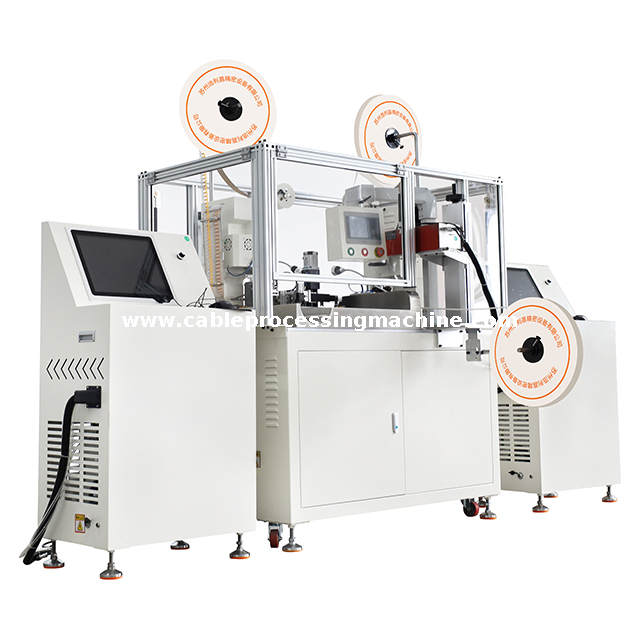 Máquina de crimpagem de extremidade dupla e inserção de tubo numérico e marcação a laser 